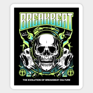 BREAKBEAT  - The Evoultion Skull (lime/teal) Magnet